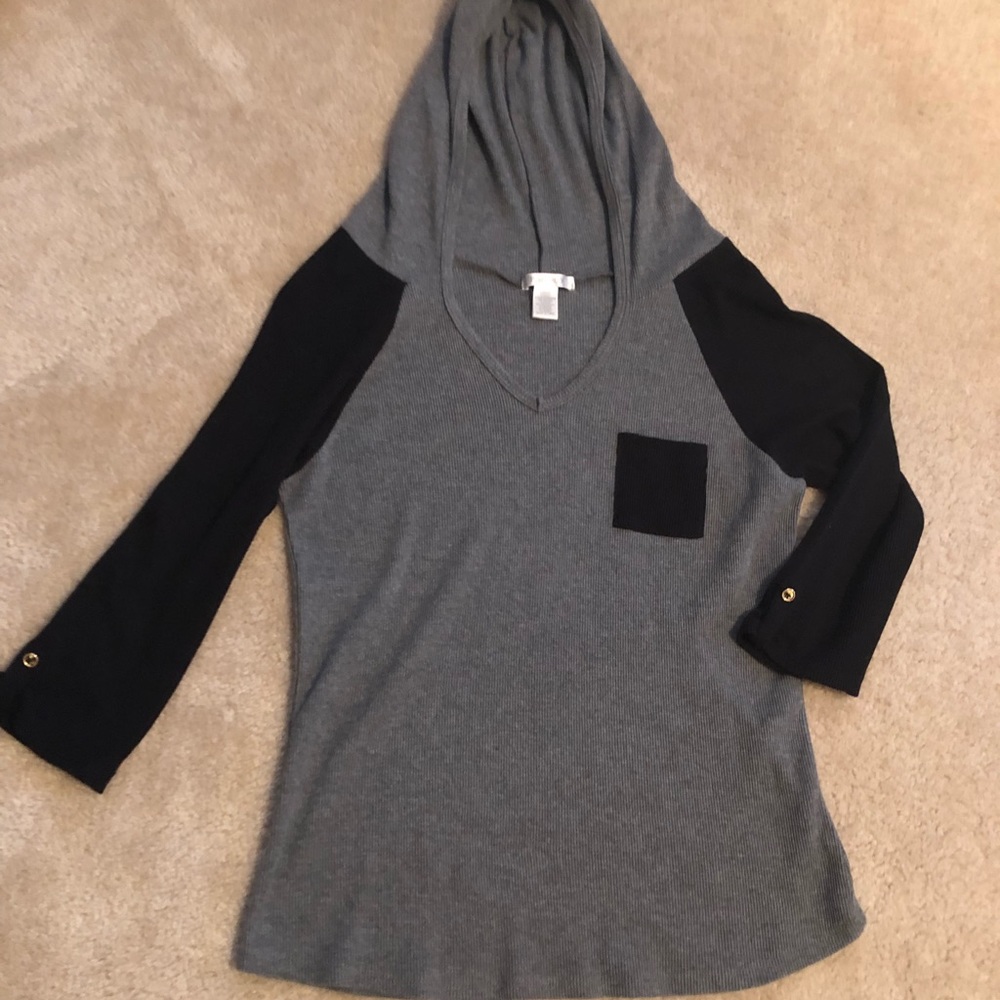 💕 CUTE HOODED BLACK AND GRAY TOP